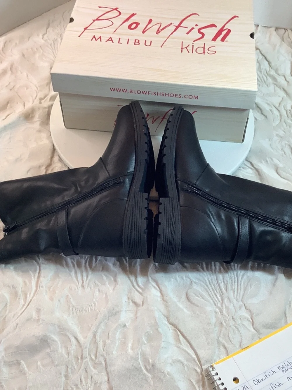 NWT Blowfish Malibu Kids black leather moto boots  big girls 3 or‎ ladies 5.
